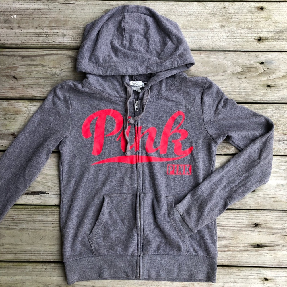 PINK grey zip up hoodie jacket